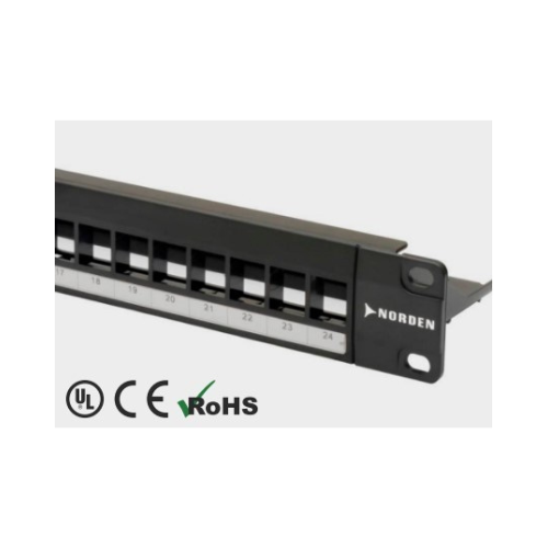 Thanh Đấu Nối CAT 6 UTP Norden 121-01P18124B: Loại Rỗng, 24 Cổng, Có Nắp Che